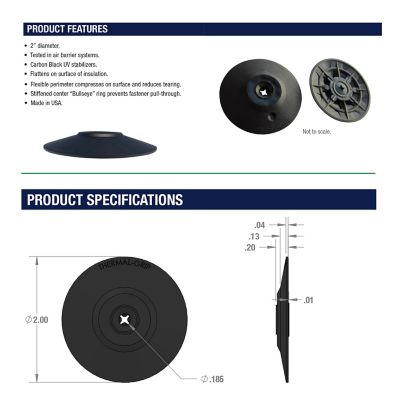 Image showing 1 th SPAX 2 in. Thermal-Grip Flat Plastic Washer Fastener for Insulation Wrap Thermal-Grip, 80 pk., Pail