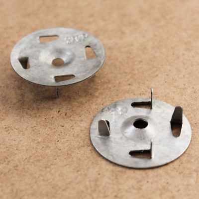 Image showing  1.25 in. Grip-Plate Prong Tab Metal Washer, 1000 pk., for Foam Insulation Board, Wire Lath, and Plaster Repair