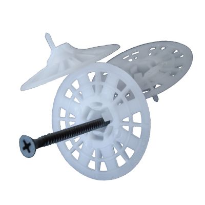 TruFast 2 in. Plasti-Grip PBLP2 Prong Washer, 1000 pk., White Plastic Insulation Fastener Prong Wall Anchor