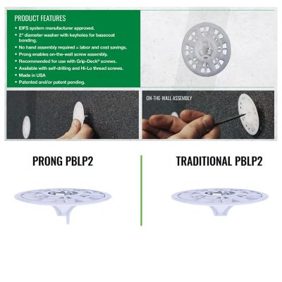 Image showing 2 th TruFast 2 in. Plasti-Grip PBLP2 Prong Washer, 1000 pk., White Plastic Insulation Fastener Prong Wall Anchor