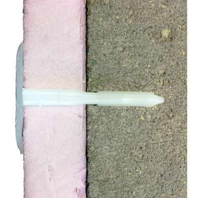 Image showing  6.25 in. Plasti-Grip PMF Fastener, 200 pk., White Plastic Heavy-Duty Insulation Anchors, Brick, Concrete, Stone Walls