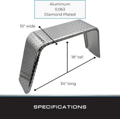 Image showing  16 in. Trailer Fenders Single Axle - Diamond Plated Aluminum Trailer Fender - 2 pk.