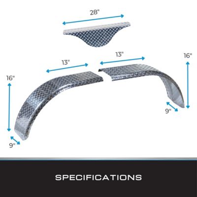 Image showing  9 in. x 16 in. Adjustable Tandem Teardrop Fender