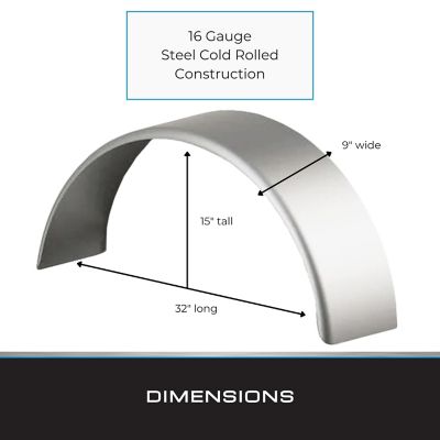 Image showing  15 in. Trailer Fender - Single Axle Boat Trailer Fenders, 1 pk.