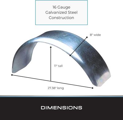 Image showing  8 in. x 27.5 in. x 11 in. Galv Single Round Metal Fender, 2 Pack