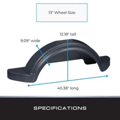 Image showing  13 in. Black Single Axle Plastic Trailer Fenders, 2 pk.