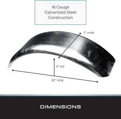 Image showing  7 in. x 20 in. x 6 in. Standard Galvanized Round Fender, 2 pk.