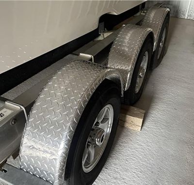 Image showing  18 in. Trailer Fenders Single Axle - Diamond Plated, 2 pk.