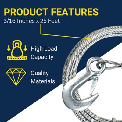Image showing  3/16 in. x 25 ft. Galvanized Winch Cable