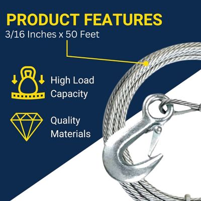 Image showing  3/16 in. x 50 ft. Winch Cable