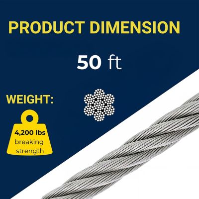 Image showing  3/16 in. x 50 ft. Winch Cable