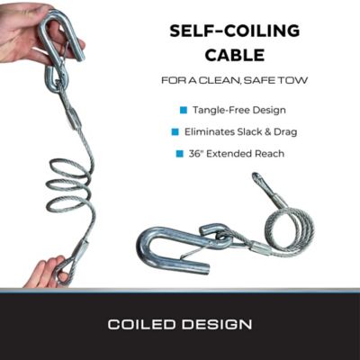 Image showing  5,000 lbs. Capacity Hitch Cables Galvanized with Wire Safety Latch
