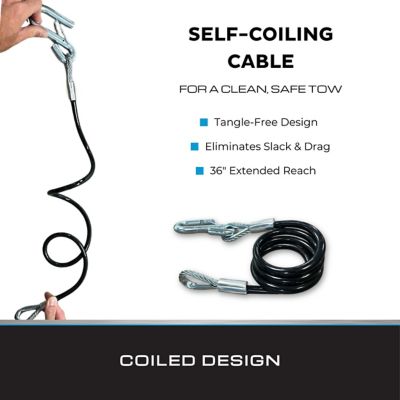 Image showing  5,000 lbs. Capacity Hitch Cables Black Vinyl Jacketed with Wire Safety Latch