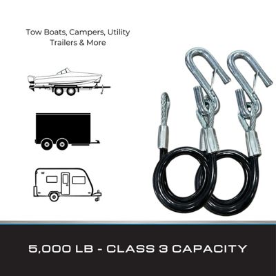 Image showing  5,000 lbs. Capacity Hitch Cables Black Vinyl Jacketed with Wire Safety Latch