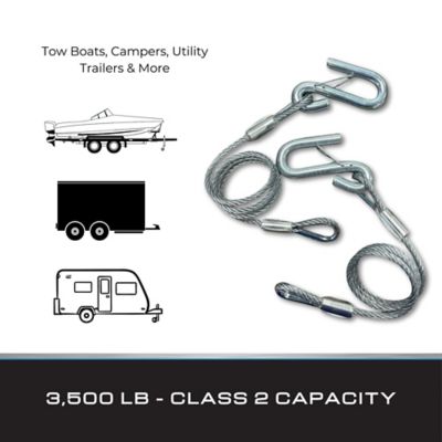 Image showing 6 th Tie Down 3,500 lbs. Capacity Hitch Cables Galvanized with Wire Safety Latch