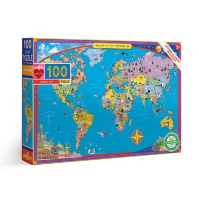eeBoo World Map 100 pc. Educational Jigsaw Puzzle, Rectangular