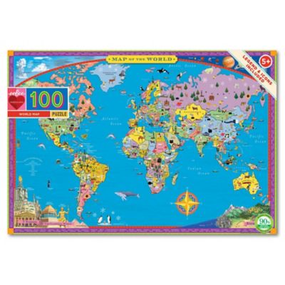 Image showing 1 th eeBoo World Map 100 pc. Educational Jigsaw Puzzle, Rectangular