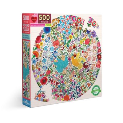 eeBoo Blue Bird Yellow Bird 500 pc. Round Puzzle