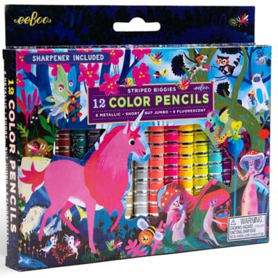 eeBoo Biggies Color Pencils: Magical Creatures, 12 pc.