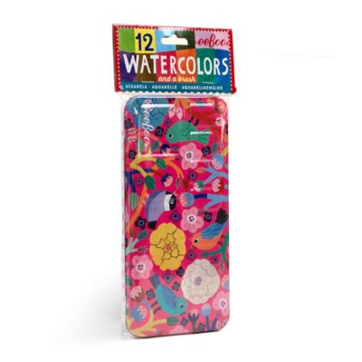 eeBoo Watercolors Paint Set, Birds in Fuchsia