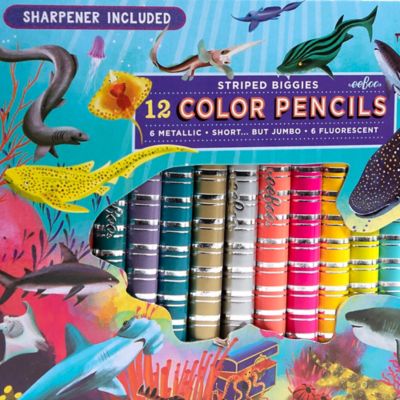 Image showing  Biggies Color Pencils: Shark Striped, 12 pc.