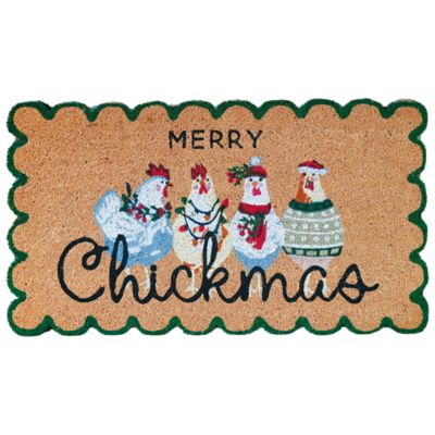 Red Shed Merry Chickmas Coir Christmas Door Mat, 18 x 32in.