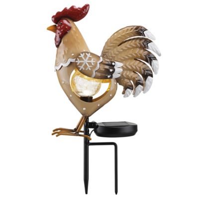 Red Shed 15 in. Metal Gingerbread Rooster Solar Stake