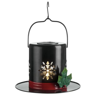 Red Shed 12 in. Solar-Powered LED Metal Snowman Hat Lantern