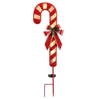 Red Shed 32.5 in. Candy Cane Pathway Solar Stake