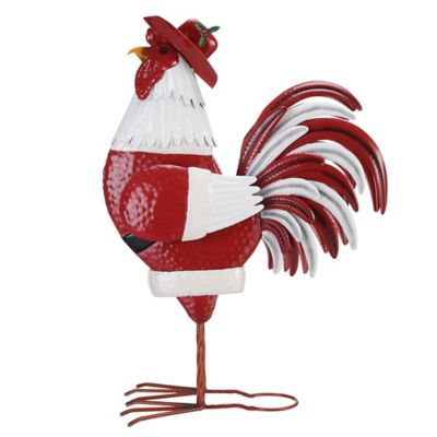 Red Shed 24 in. Cowboy Santa Rooster Statue