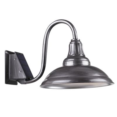 Red Shed 15 in. Solar Lamp, Nickel