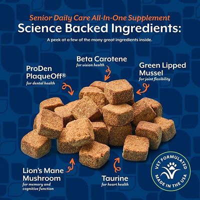 Image showing  Senior Dog Daily Care All-In-One Supplement with 8-in-1 Support, Hickory Smoked Bacon Flavor, 60 Soft Chews