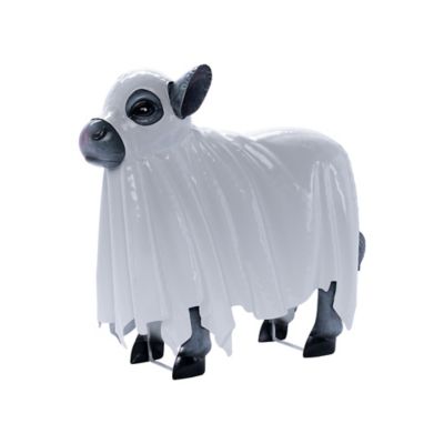 Red Shed 23.25 in. Metal Ghost Cow Halloween Statue, Black/White
