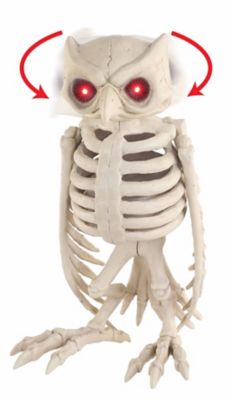 Red Shed Owl Skeleton Halloween Animatronic