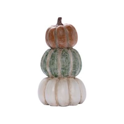 Red ShedIndoor/Outdoor Resin Triple Pumpkin Statue, 18 in.