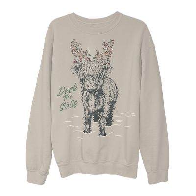 Goodie Two Sleeves Blue Mountain Women's Fleece Sweatshirt Cow XL