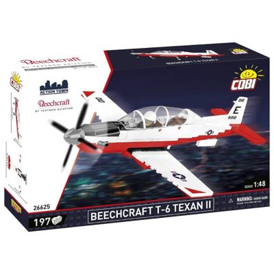 Cobi Action Town Beechcraft T-6 Texan II Plane, Red & White