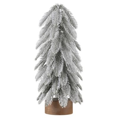 Red Shed 18 in. Flocked Green Pine Artificial Christmas Tree with Wood Base