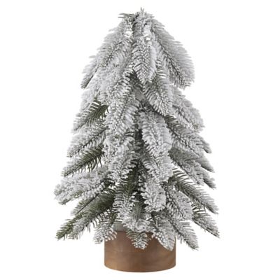 Red Shed 15 in. Flocked Green Pine Artificial Christmas Tree with Wood Base