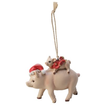 Red Shed Parent-Child Pigs Christmas Ornament, 3.3 in.