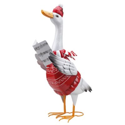 Red Shed 24 in. Indoor/Outdoor Metal Caroling Duck Statue