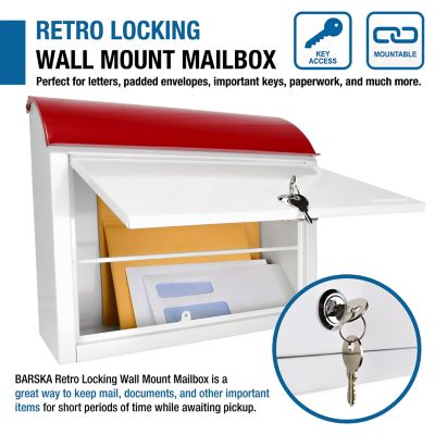Image showing 8 th Barska Retro Locking Wall Mount Mailbox