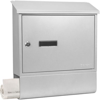 Image showing  Contemporary Locking Wall Mount Mailbox with Newspaper Bucket