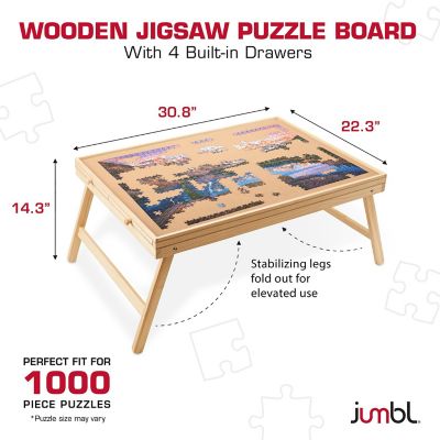 Image showing  1000-Piece Puzzle Board with Drawers, Foldable Legs & Cover - Wooden Jigsaw Puzzle Table