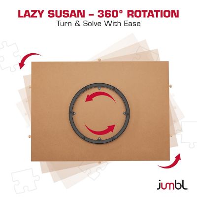 Image showing  1500-Piece Puzzle Board with Drawers, Lazy Susan & Cover - Rotating Wooden Jigsaw Puzzle Table