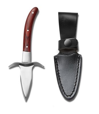 Outset Oyster Stainless Steel Blade Knife with Pakka Wood Handle and Full Tang Stainless Steel Blade and Case