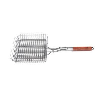 Outset Chrome Grill Basket with Rosewood Handle