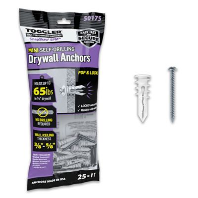 TOGGLER SnapSkru Self-Drilling Drywall Anchors, #6 x 1-1/4 Combo Screws, 25 ct.