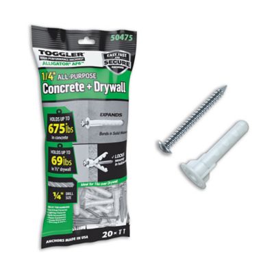 TOGGLER Alligator Solid Wall Anchors, 20#10 X 1-1/2 Screws