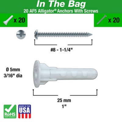 Image showing  Alligator Solid Wall Anchors, 20#8 X 1-1/4 Screws
